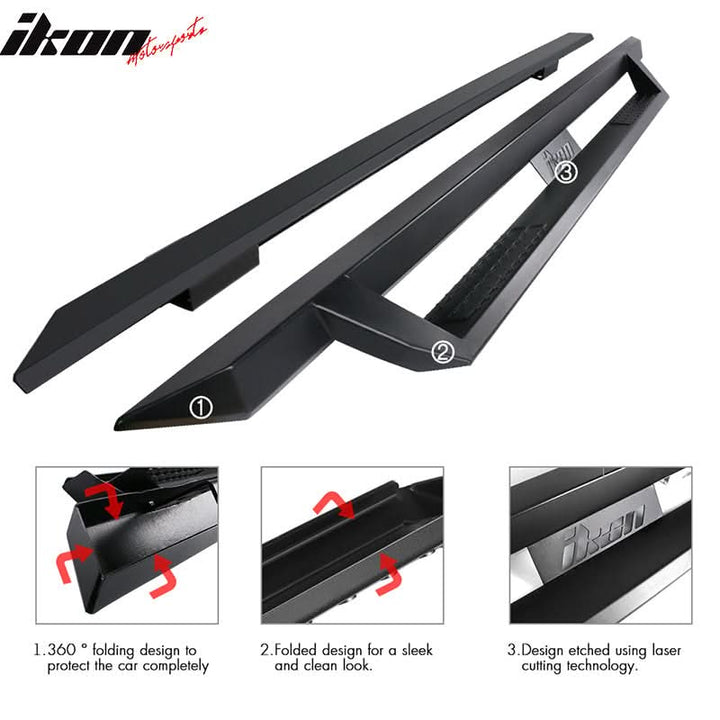 2007-2021 Toyota Tundra Crew Max IKON V1 Black Running Boards Steel
