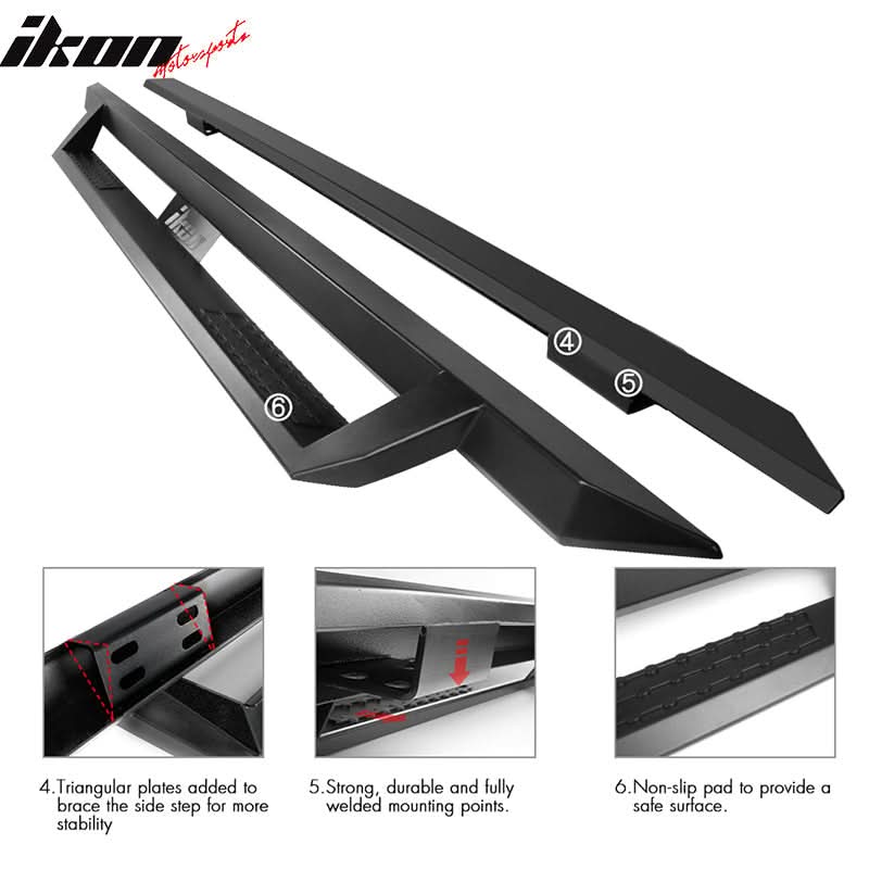 2009-2023 Dodge Ram 2500 3500 IKON V1 Black Running Boards Solid Steel