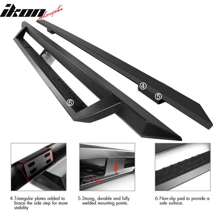 2009-2023 Dodge Ram 2500 3500 IKON V1 Black Running Boards Solid Steel