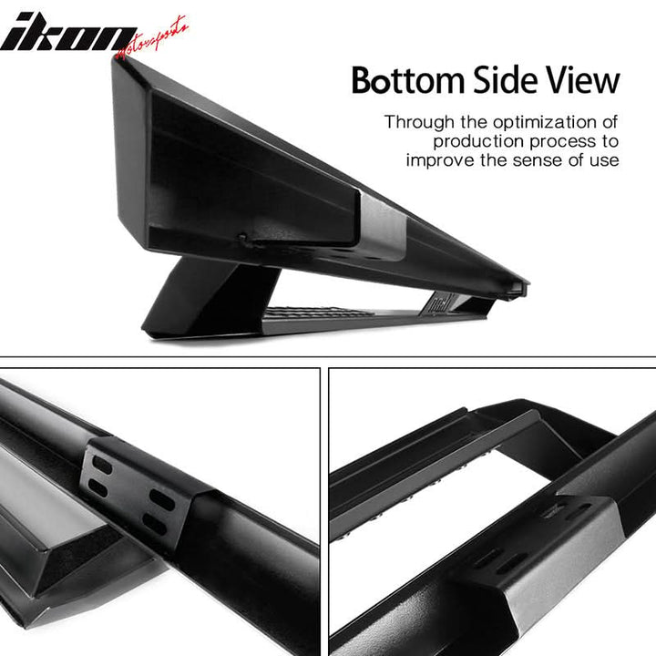 2007-2021 Toyota Tundra Crew Max IKON V1 Black Running Boards Steel