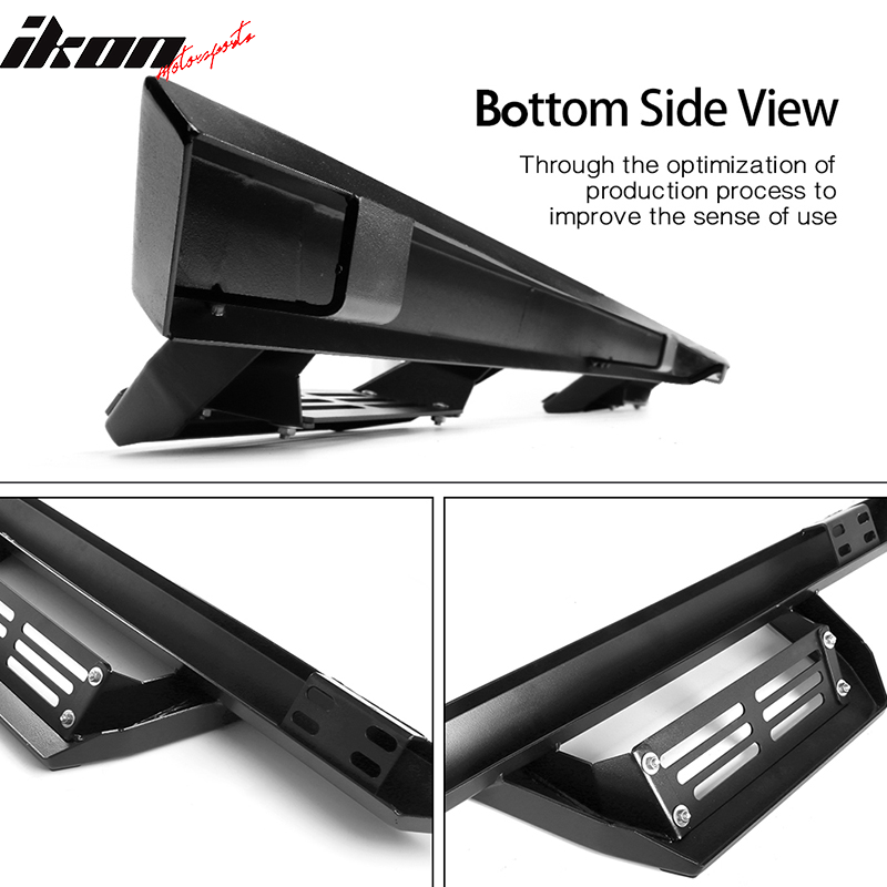 2005-2022 Toyota Tacoma Double Cab IKON V2 Black Running Boards Steel