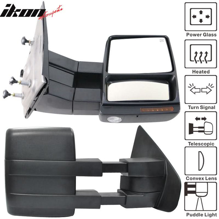 2007-2014Â F150 Tow Mirrors Power Heated Turn Signal Puddle Light 2PC