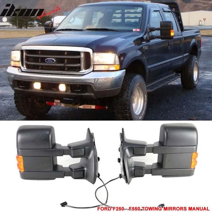 1999-2015 Ford F250 F550 Tow Towing Mirrors Manual Pair