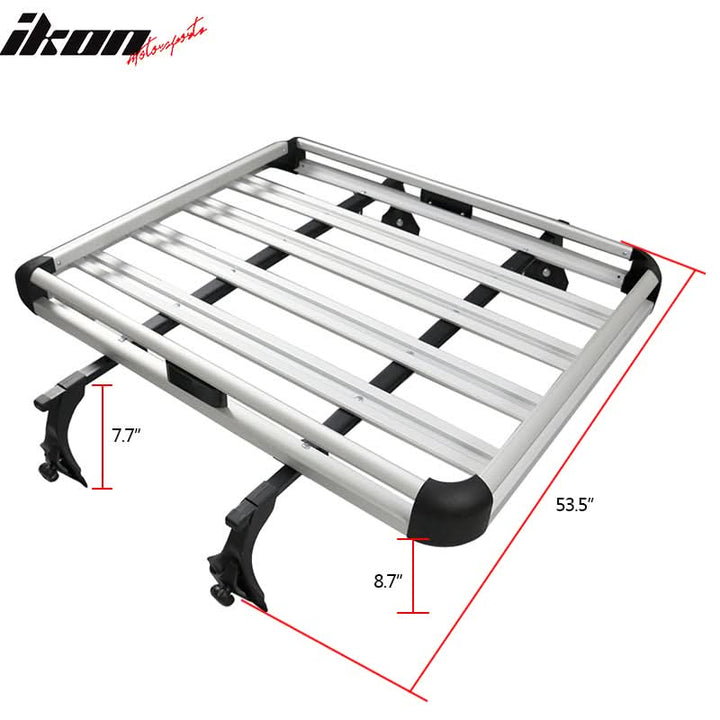 Universal Silver Roof Rack Luggage Carrier W/ Cross Bar Aluminum