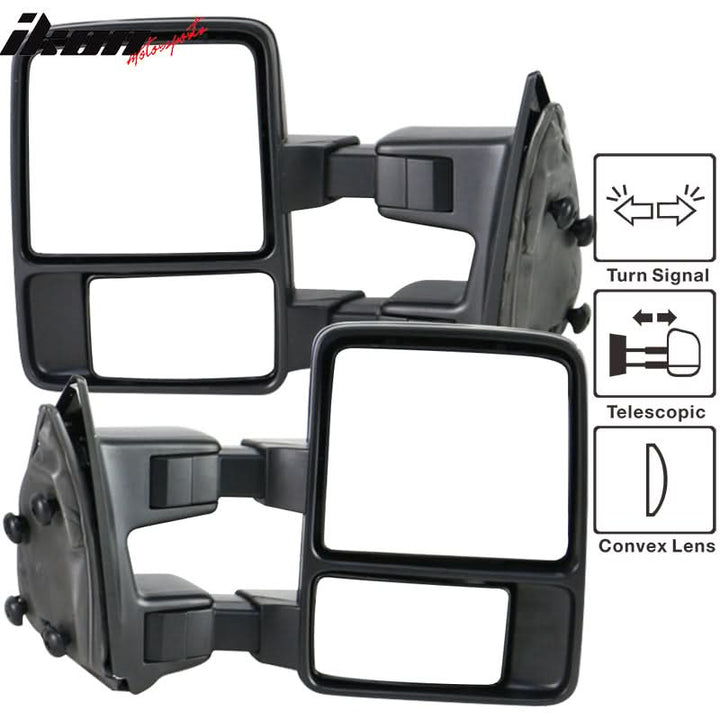 1999-2015 Ford F250 F550 Tow Towing Mirrors Manual Pair