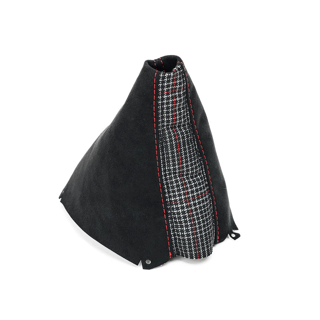 ブラックカーボン&レッドレザー レッドユーロステッチ 品番：HNB-BKC-RD BFI MK8 GTI Manual Shift Boot - Tartan Plaid Inlay – ACM Technik LLC