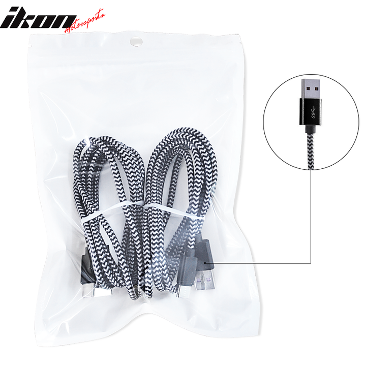 Type C USB Charge Cable Fast Charging Data Sync Cable Nylon 6Ft 2Pcs