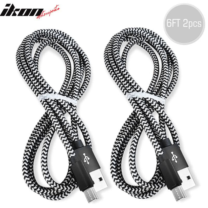 Type C USB Charge Cable Fast Charging Data Sync Cable Nylon 6Ft 2Pcs