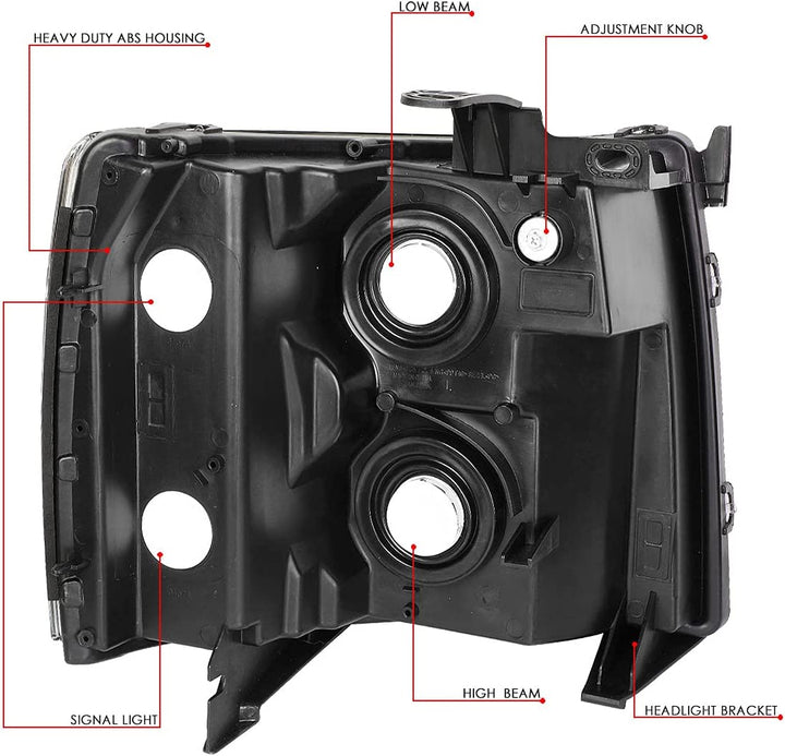 DNA Motoring HL-OH-034-CH-AM Headlight Assembly (Driver and Passenger Side)