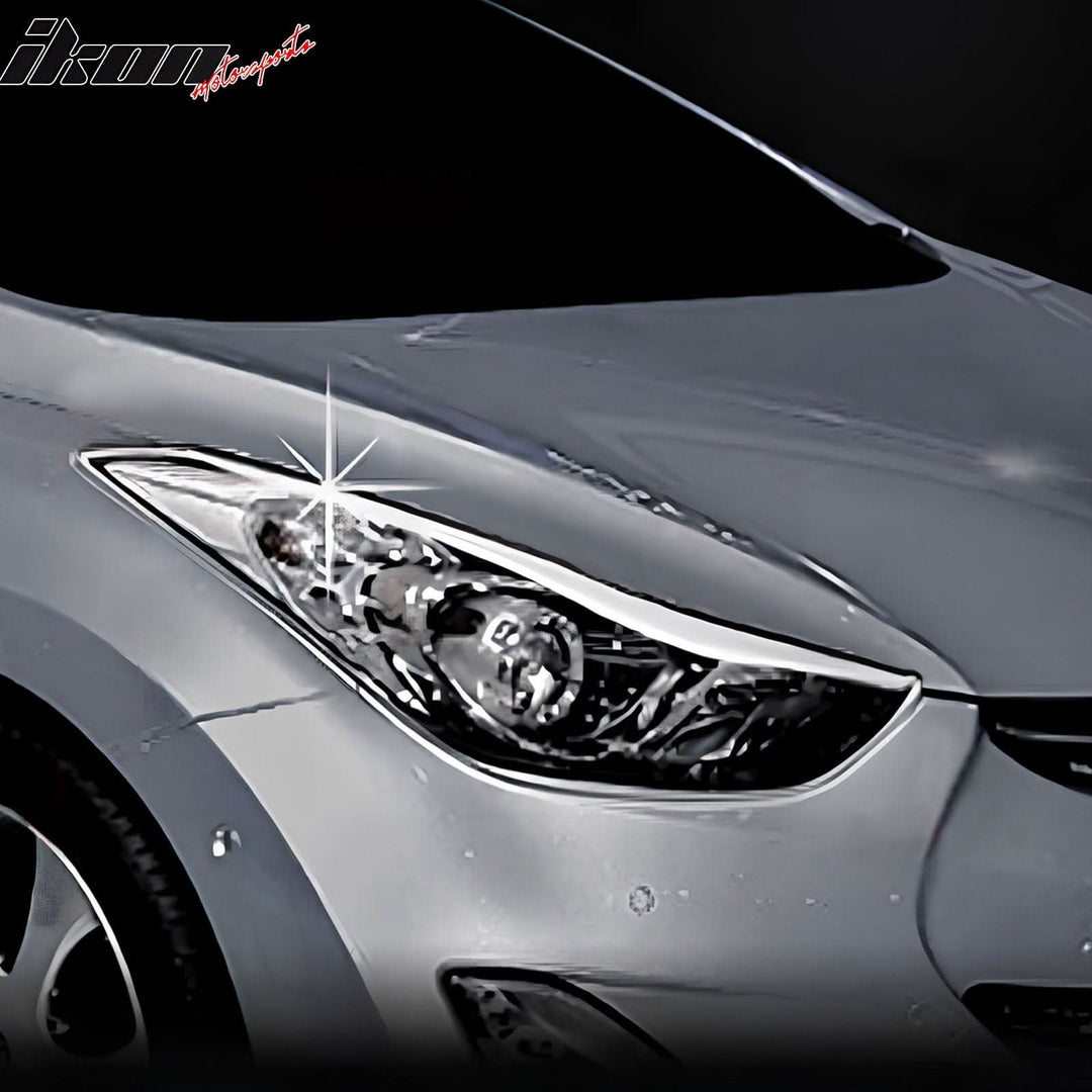 2011-2016 Hyundai Elantra 4Dr Headlight Bezels Cover Trim Chrome ABS