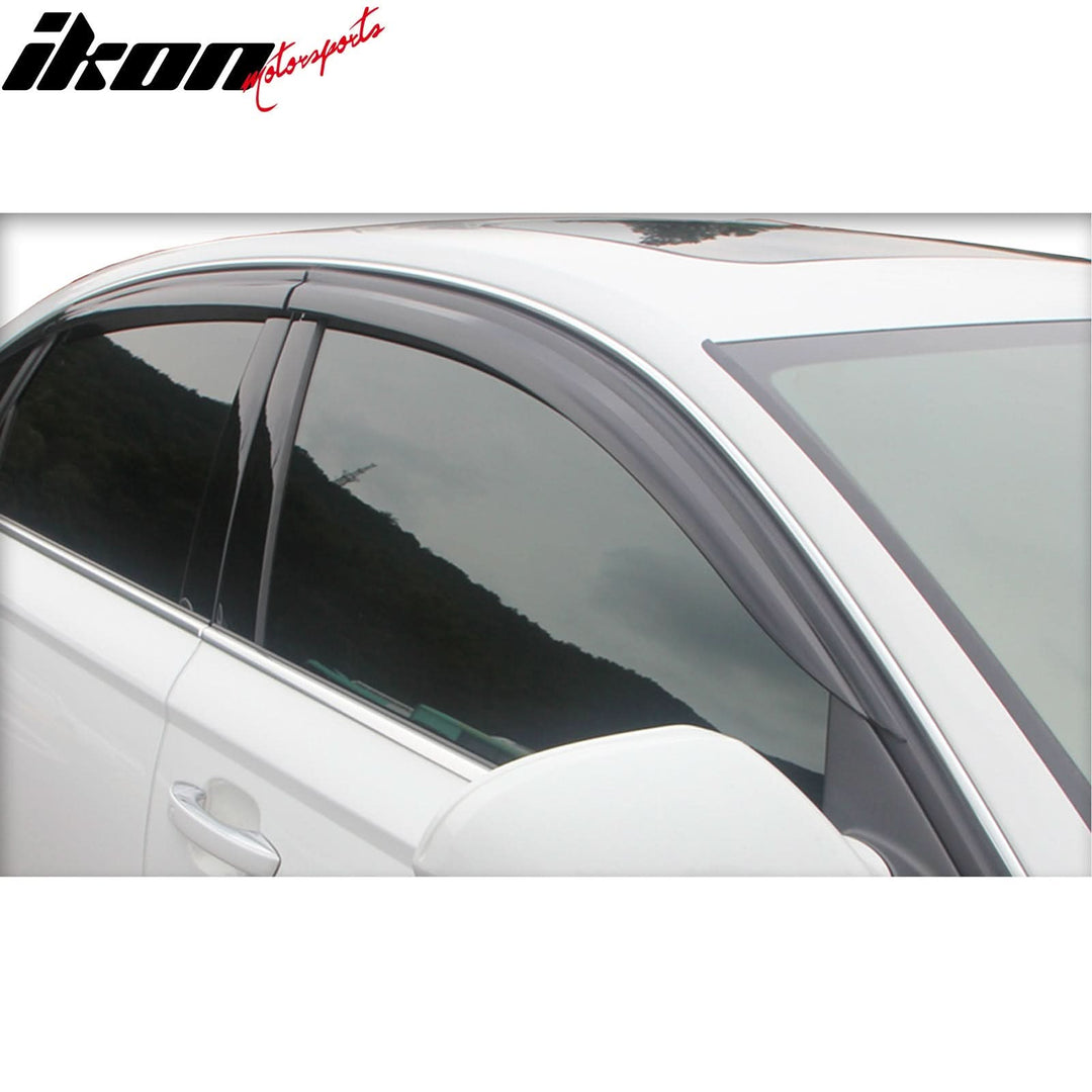 2012-2018 Audi A6 Window Visor ABS Dark Smoke Sun Rain Guard 6PC Vent