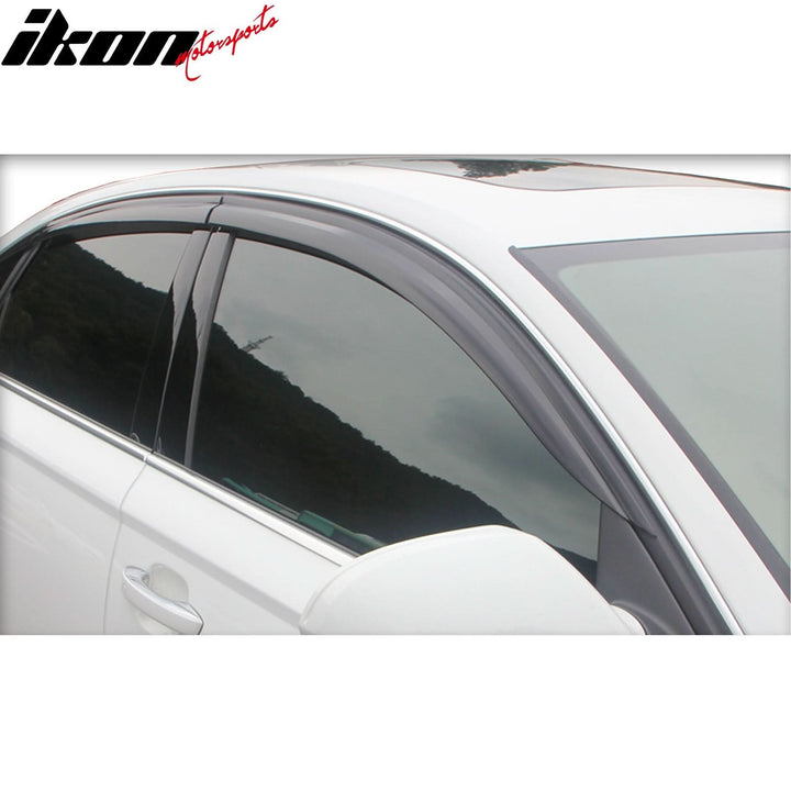2012-2018 Audi A6 Window Visor ABS Dark Smoke Sun Rain Guard 6PC Vent