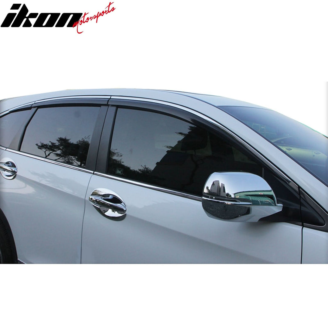 2012-2016 Honda CR-V Window Visor ABS Black Chrome Trim Rain Guard 6PC