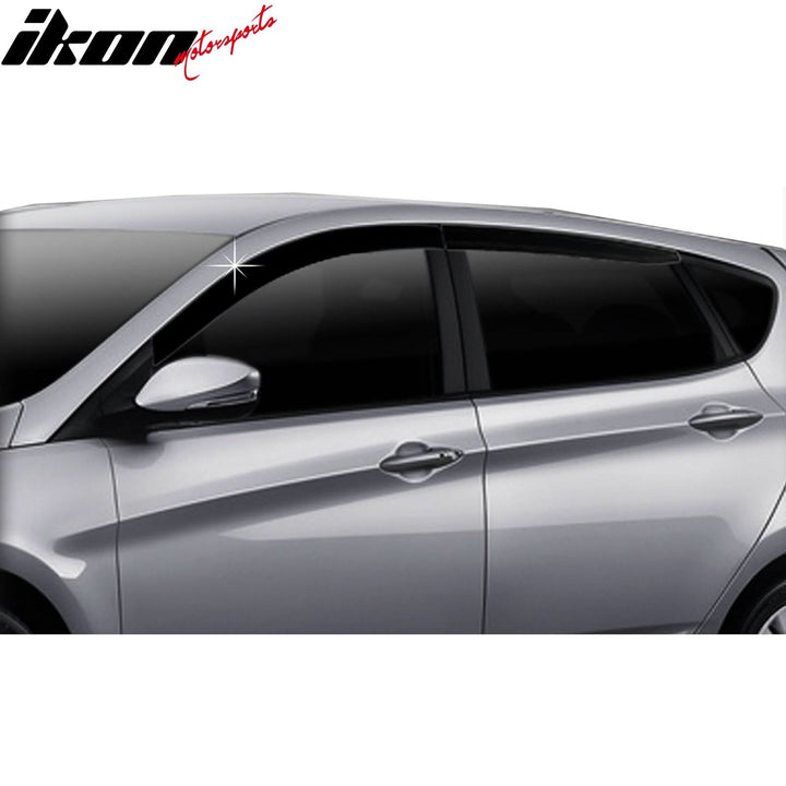 2012-2017 Hyundai Accent 5Dr Dark Smoke ABS Window Visors Tape On 4PCS