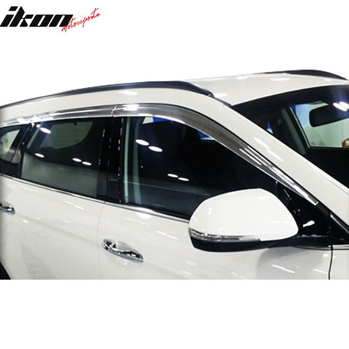 2017-2018 Hyundai Santa Fe Tape-On Chrome 6PCS Window Visors Guard ABS