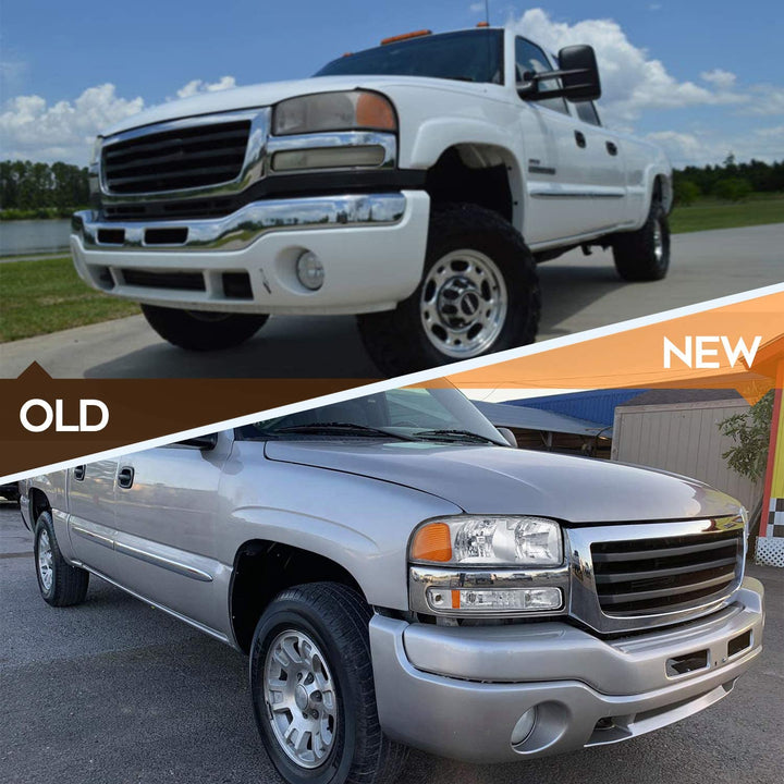 Lbrst Headlight Assembly For Gmc Sierra 1500 19992006 Classic 2007 Chrome Housing Amber Reflector Clear Lens Driver And Passenger Side Headlamp