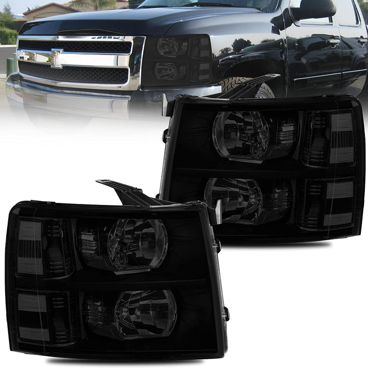 MOSTPLUS Headlight Assembly Compatible with Chevy Chevrolet Silverado 1500 2500 3500 with Black Housing, Clear Lens, Amber Reflector