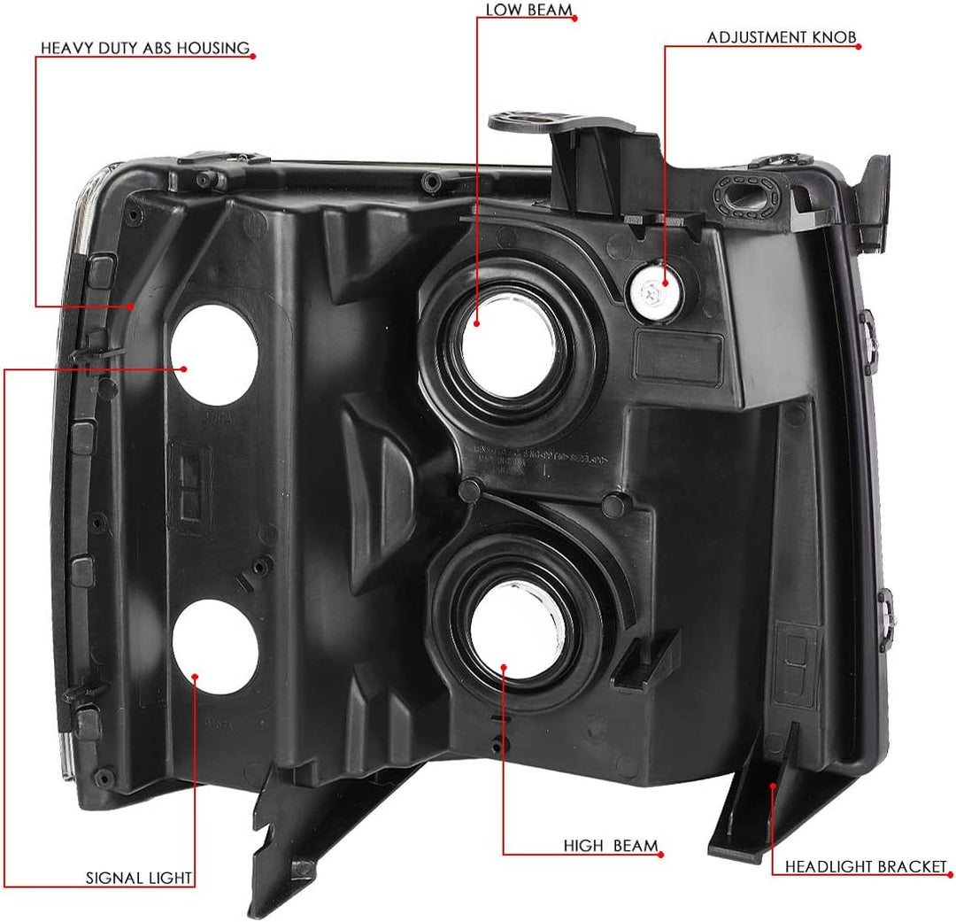 Dna Motoring Hlohcsil07chcl1 Chrome Housing Headlights Compatible With 0713 Silverado 15002500 Hd 3500 1500
