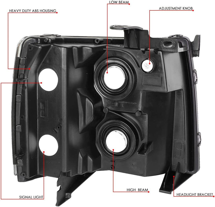 Dna Motoring Hlohcsil07chcl1 Chrome Housing Headlights Compatible With 0713 Silverado 15002500 Hd 3500 1500