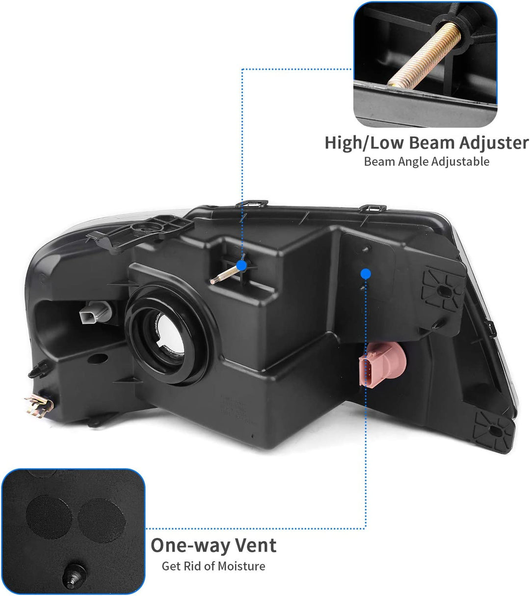 2004-2008 Ford F150 Black Housing Amber Reflector Clear Lens Oe Replacement