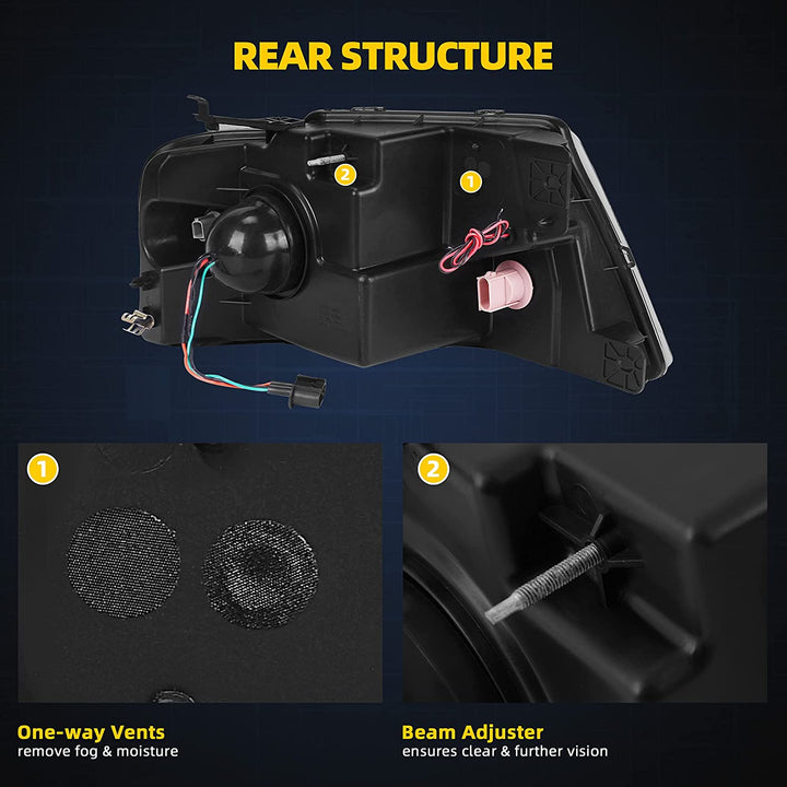 2004-2008 Ford F150 Black Housing With LED Drl