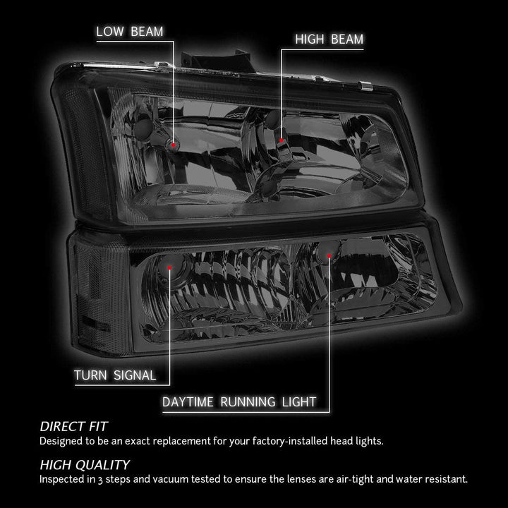 DNA Motoring, HL-OH-CS03-4P-SM-AM, Driver and Passenger Side Headlight Assembly.