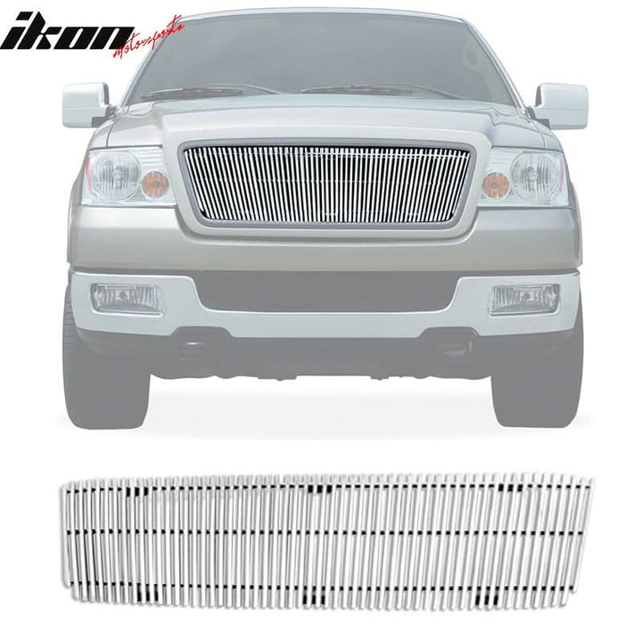2004-2008 Ford F150 Vertical Overlay Style Polished Silver Front Grile