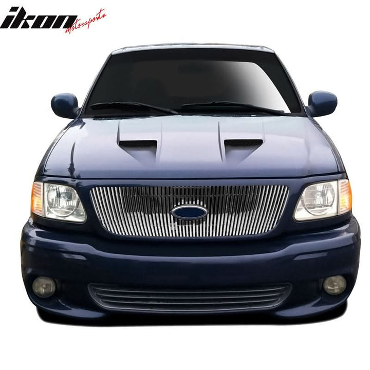 1997-1998 Ford F150 Vertical Overlay Style Polished Silver Front Grile