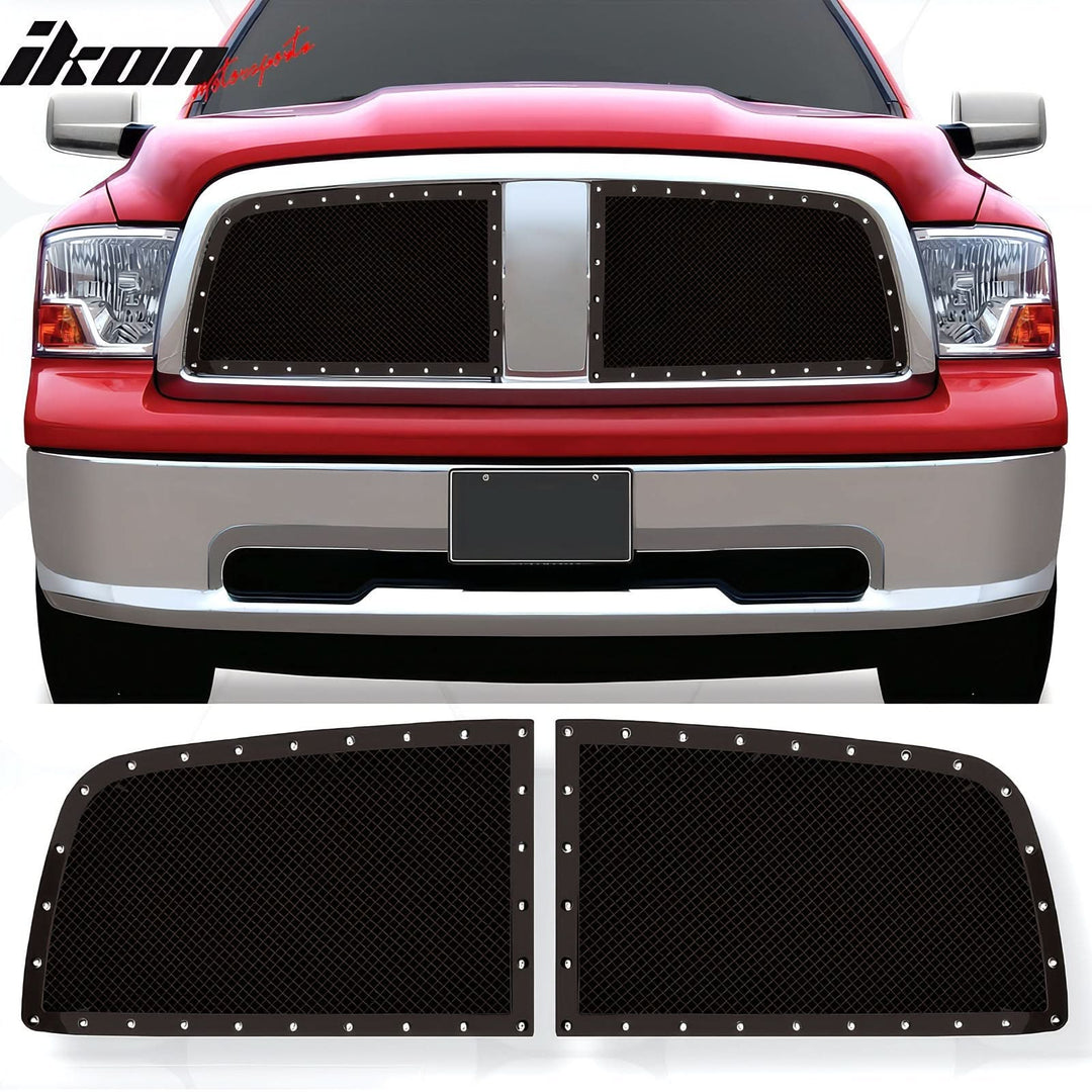 2009-2012 Dodge Ram 1500 Mesh Chrome Front Grille Stainless Steel 2PCS