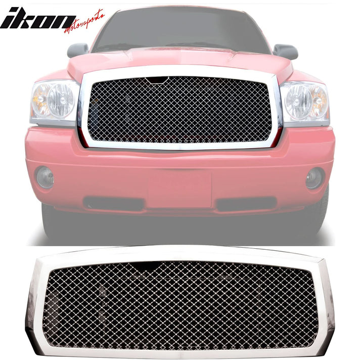 2005-2007 Dodge Dakota Chrome Front Hood Grille ABS Bently Mesh Style