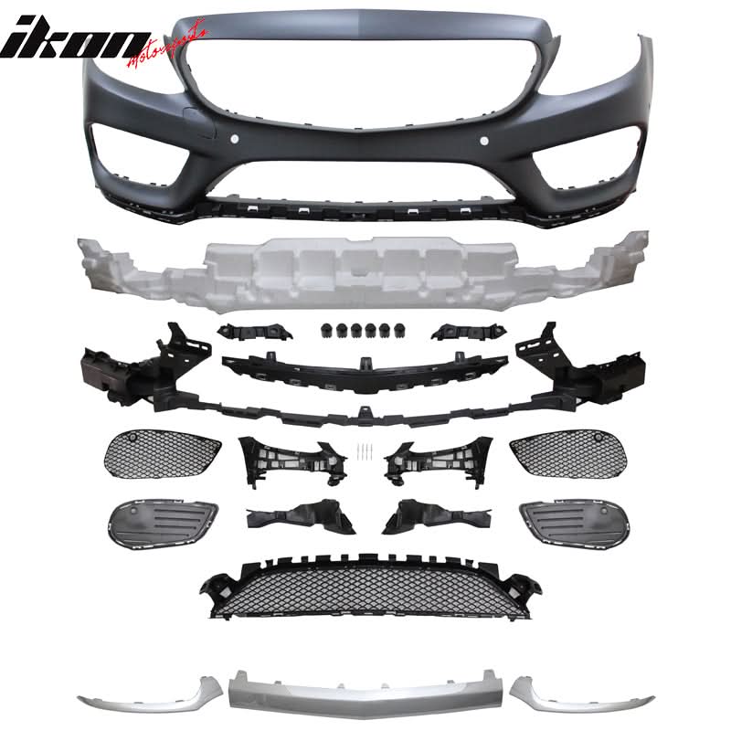 2015-2017 Benz W205 C Class W/ PDC Front + Rear Bumper + Side Skirts