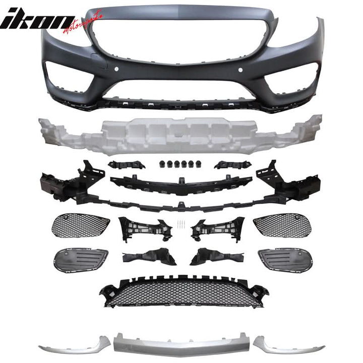 2015-2017 Benz W205 C Class W/ PDC Front + Rear Bumper + Side Skirts