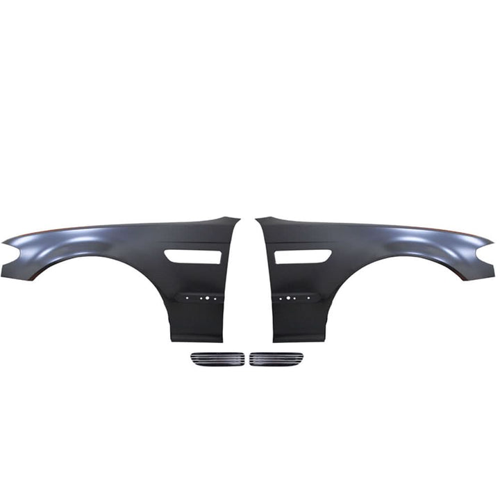 Fits 02-04 BMW E46 4D M3 Metal Fenders + Chrome Side Vent
