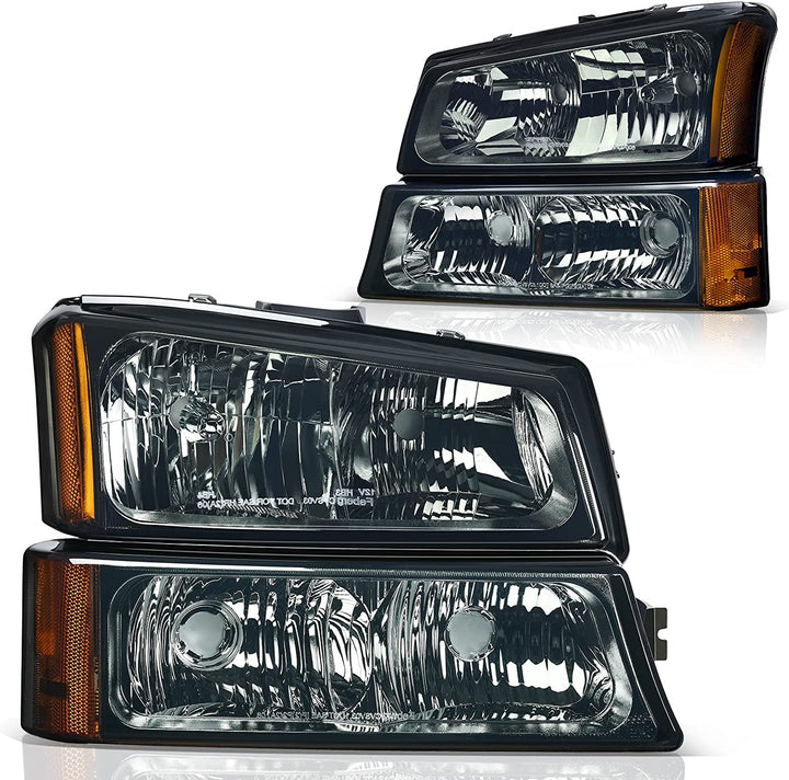 Dwvo Headlight Assembly Compatible With Chevy Silverado Avalanche 1500 2500 3500 Black Clear Housing