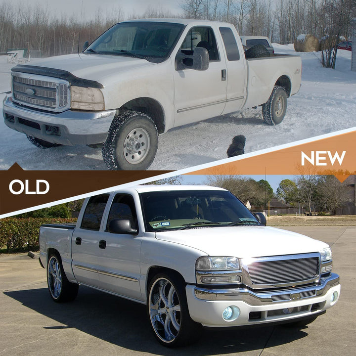 Lbrst Headlight Assembly For Gmc Sierra 1500 19992006 Classic 2007 2500 19992004 Chrome Housing Reflector Clear Lens Driver And Passenger Side Headlamp