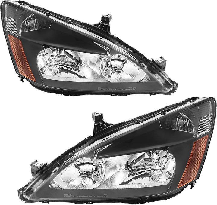 Autosaver88 Headlight Assembly Compatible With 03 04 05 06 07 Accord Oe Replacement Chrome Headlights Wclear Housing