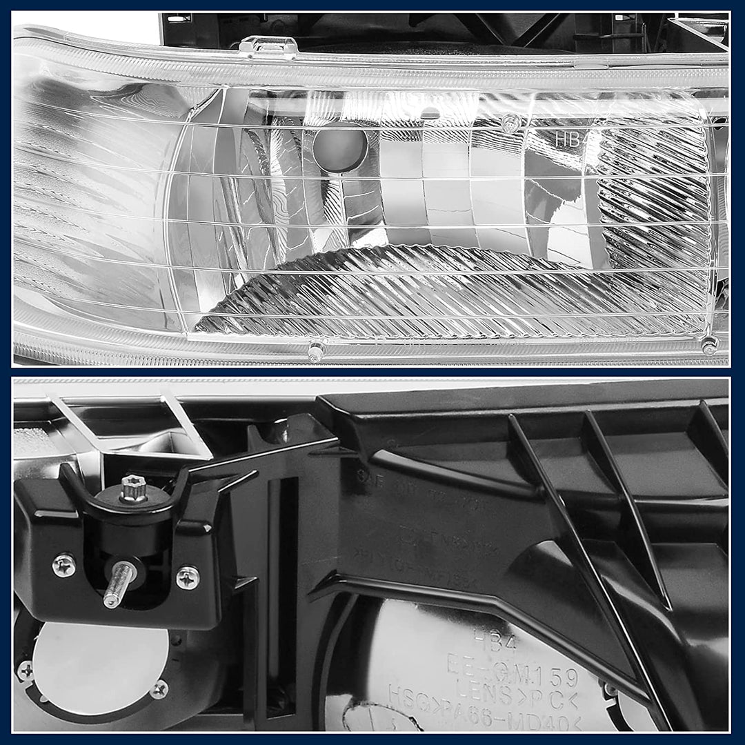 Autosaver88 Headlight Assembly Compatible With 19992002 Chevy Silverado 20002006 Tahoe Suburban Headlamp Bumper Lights Black Housing Reflector Chrome