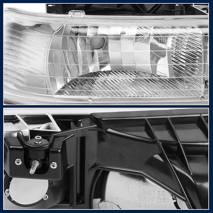Autosaver88 Headlight Assembly Compatible With 19992002 Chevy Silverado 20002006 Tahoe Suburban Headlamp Bumper Lights Black Housing Reflector Chrome