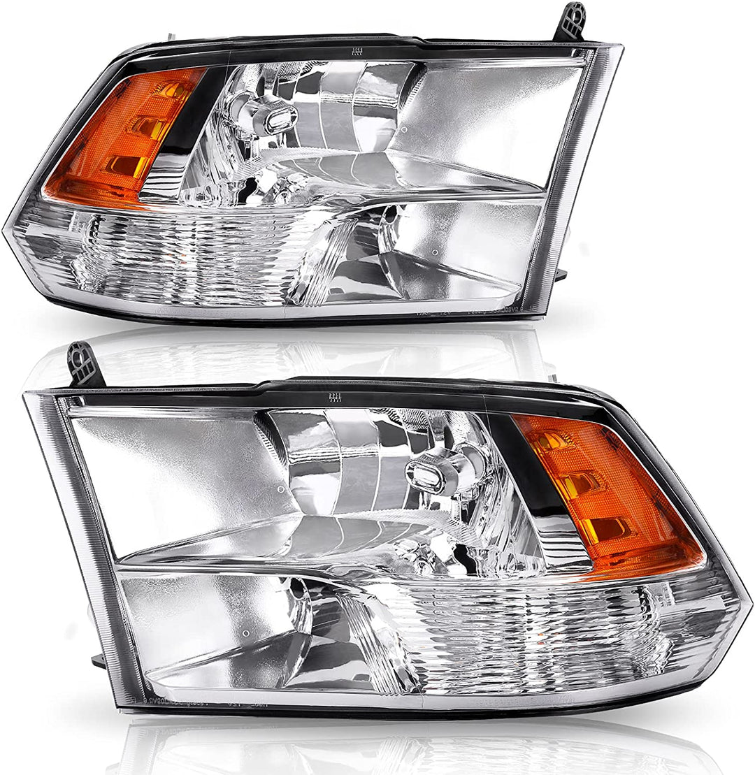 AUTOSAVER88: Montaje de faros delanteros compatible con Dodge Ram 4 puertas 1500 2500 3500, modelo 2009 a 2018. Faro de repuesto para Pickup. Color Negro. Lentes con carcasa transparente.