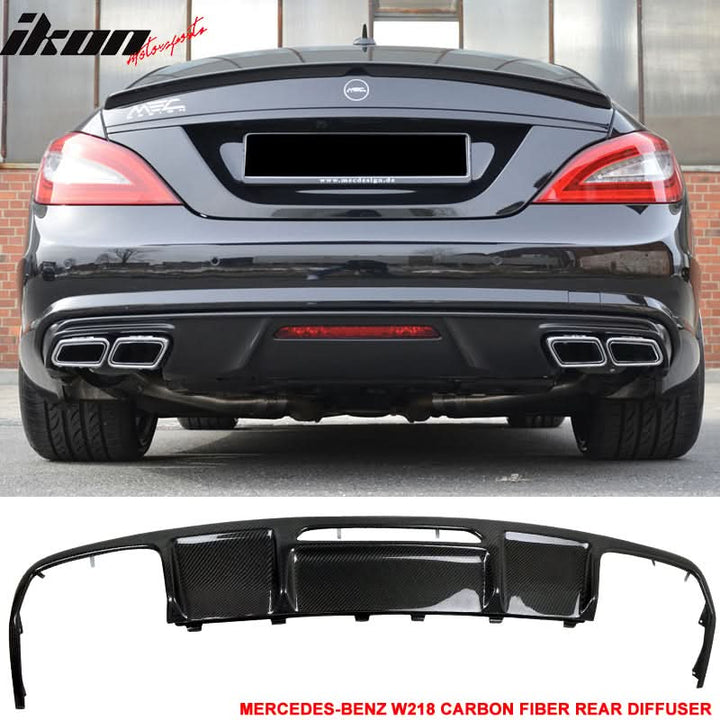 2011-2017 Benz CLS Class W218 Rear Bumper Lip Diffuser Carbon Fiber