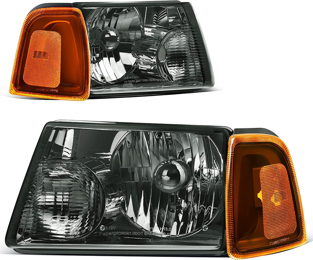Autosaver88 LED Drl Headlight Assembly Compatible With 20012011 Ford Ranger Pair Headlights Wdaytime Running Light Chrome Housing Amber Reflector