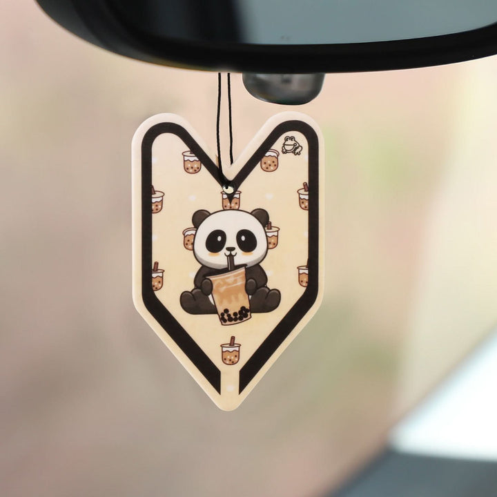 Young Leaf Boba Panda Milk Tea Paper Hanging Air Freshener