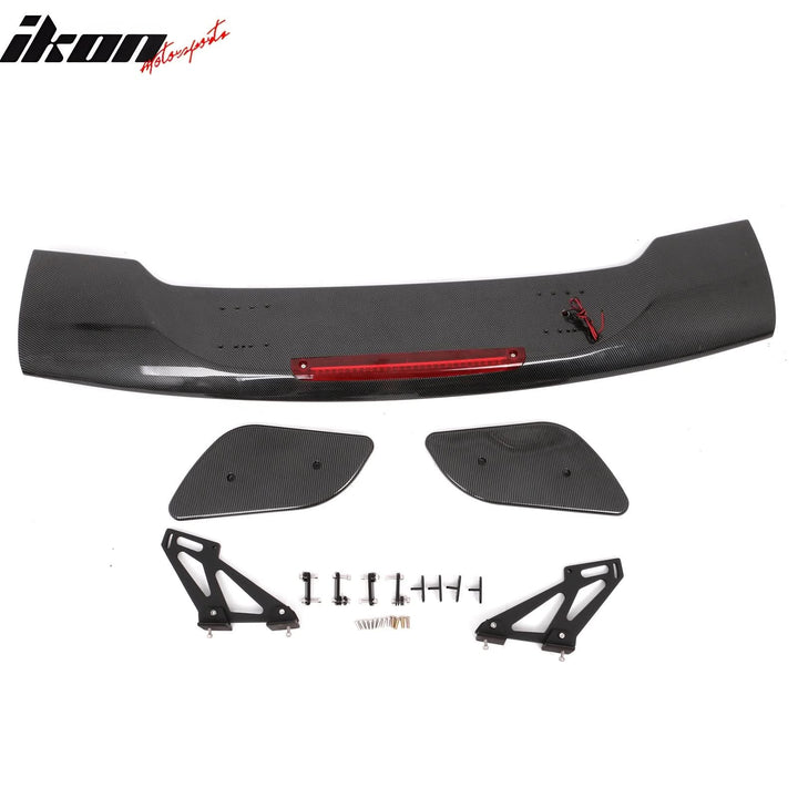 Universal JDM GT Style Carbon Fiber Print Trunk Spoiler ABS w/ Light
