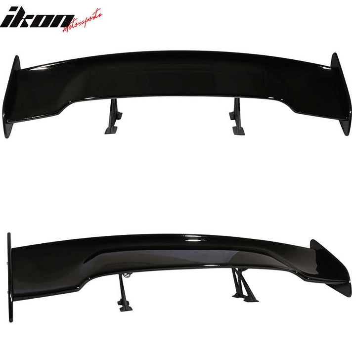 Universal 57In GT Style Gloss Black Trunk Spoiler LED Brake Light ABS