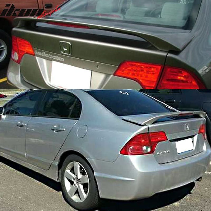 06-11 Honda Civic Sedan OE Style Matte Black Rear Spoiler Wing LED ABS