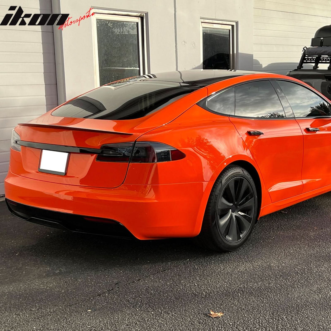 2012-2023 Tesla Model S Gloss Black Rear Spoiler Wing Dry Carbon Fiber