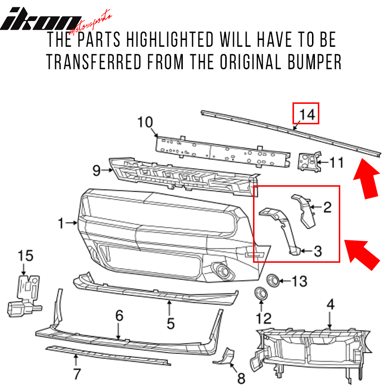 Fits 08-14 Challenger Front Bumper Lip Fender Flare Headlights