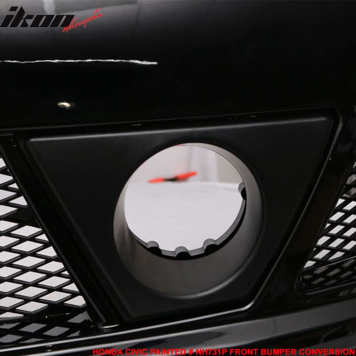 2006-2011 Honda Civic Mug Style Paint Crystal Black Pearl Front Bumper