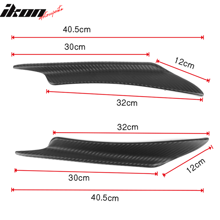 Universal Fit 40CM 2PC Front Bumper Lip Canards Carbon Texture PP