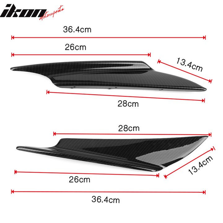 Universal Fit 36CM 2PC Front Bumper Lip Canards Carbon Fiber Print